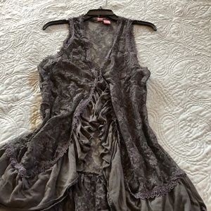 Gray lace longline vest